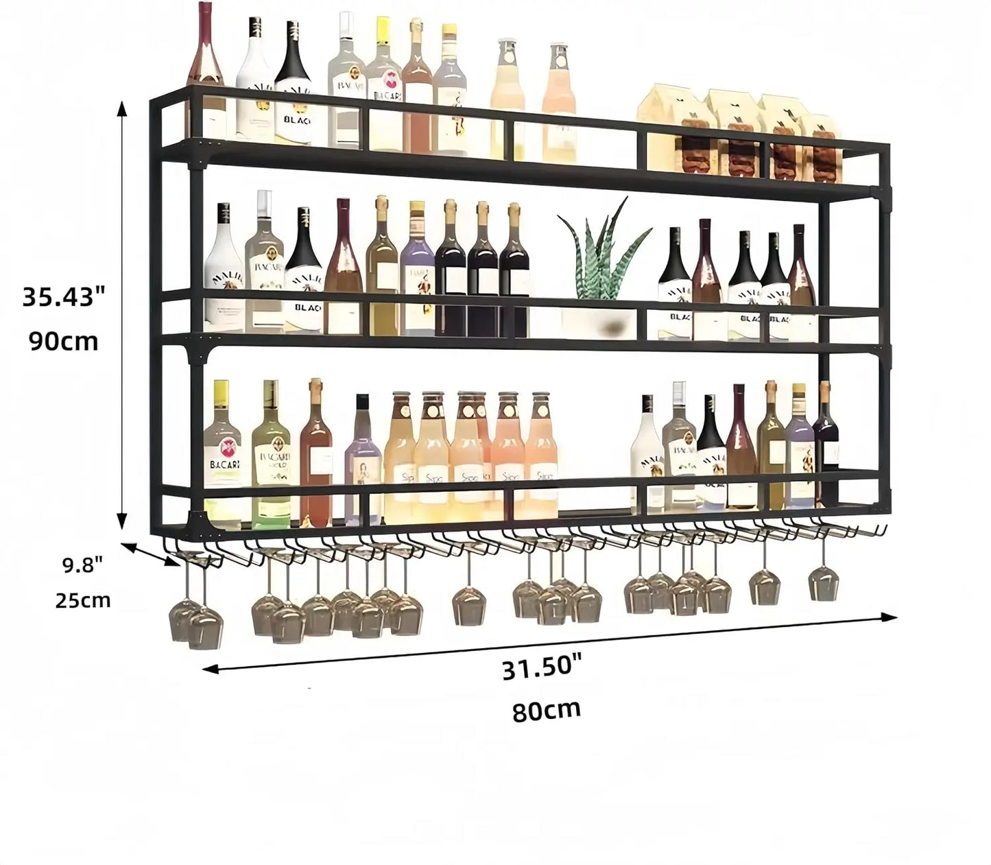 Bar Shelves Wall Mounted with LED Light