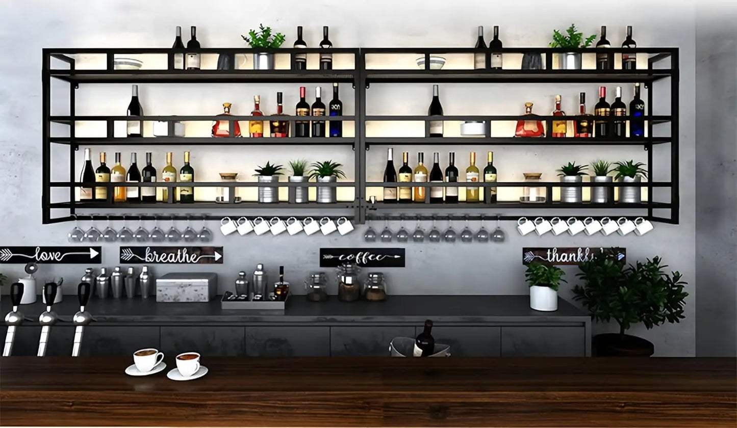Bar Shelves Wall Mounted with LED Light