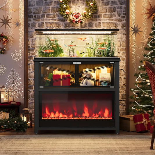 Fish Tank Stand with 20-Color LED Flames