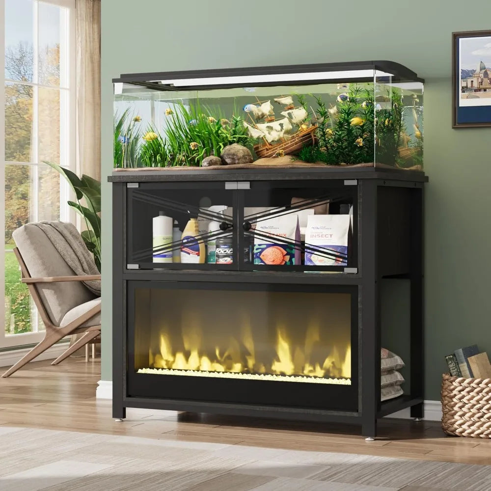 Fish Tank Stand with 20-Color LED Flames