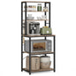 Coffee Bar, 6-Tier Kitchen Shelves with 6 Hooks