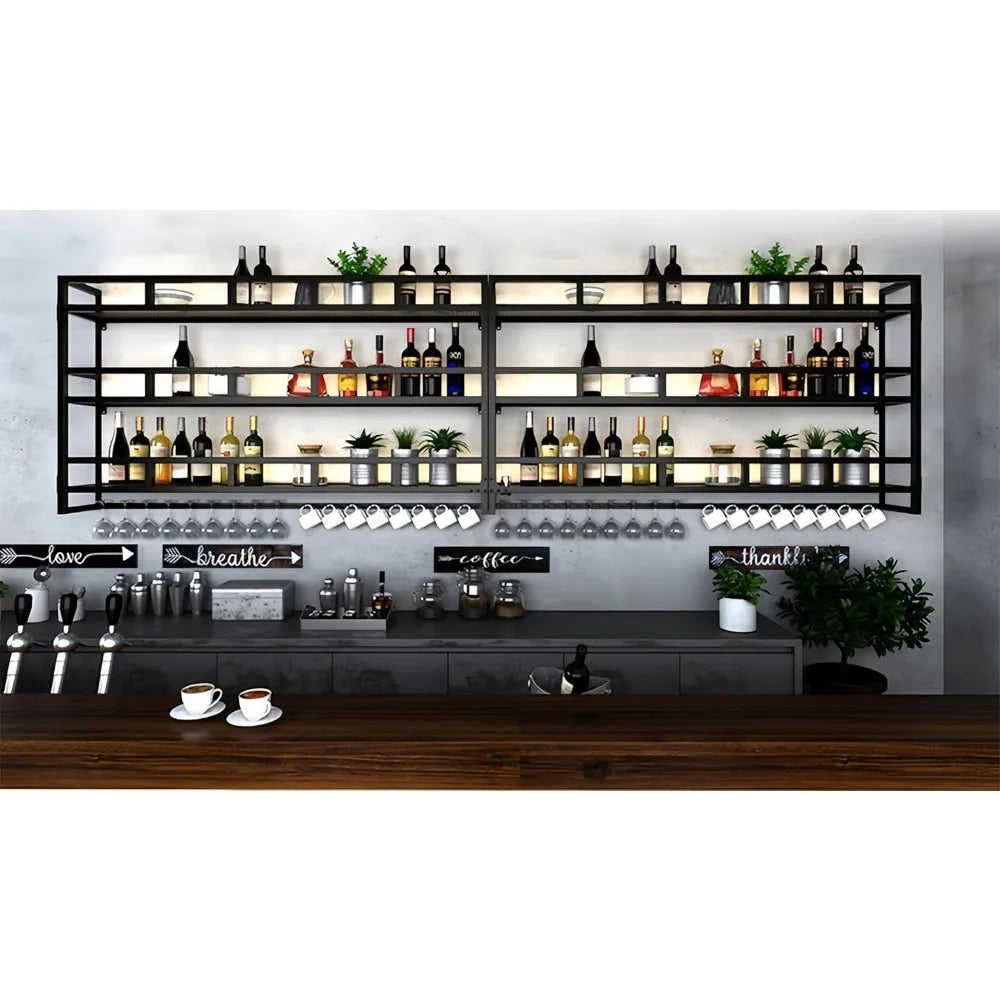 Bar Shelves Wall Mounted with LED Light