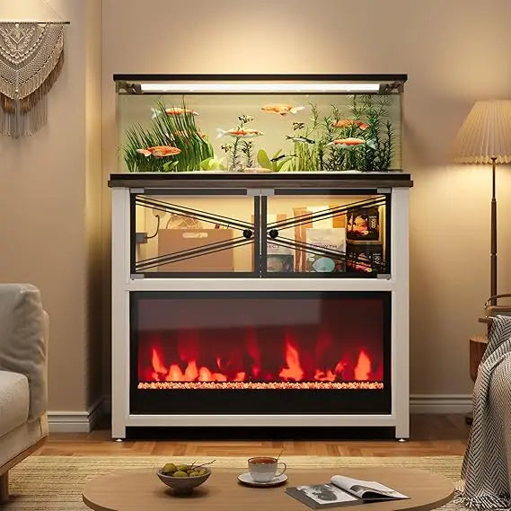 Fish Tank Stand with 20-Color LED Flames