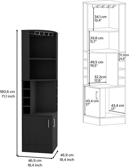 Corner Bar Cabinet with Glass Rack