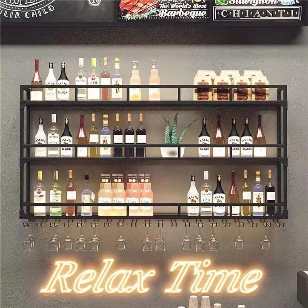 Bar Shelves Wall Mounted with LED Light