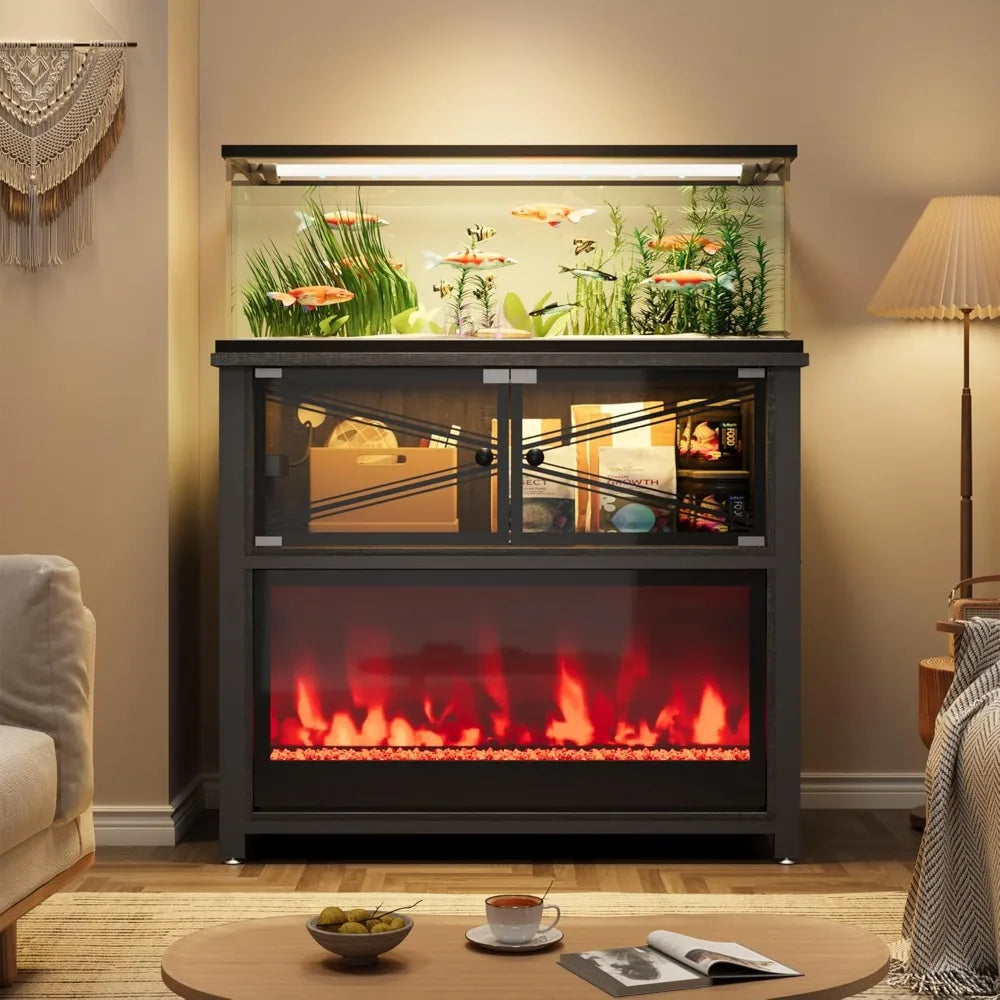 Fish Tank Stand with 20-Color LED Flames
