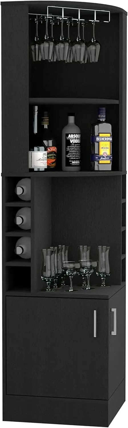 Corner Bar Cabinet with Glass Rack